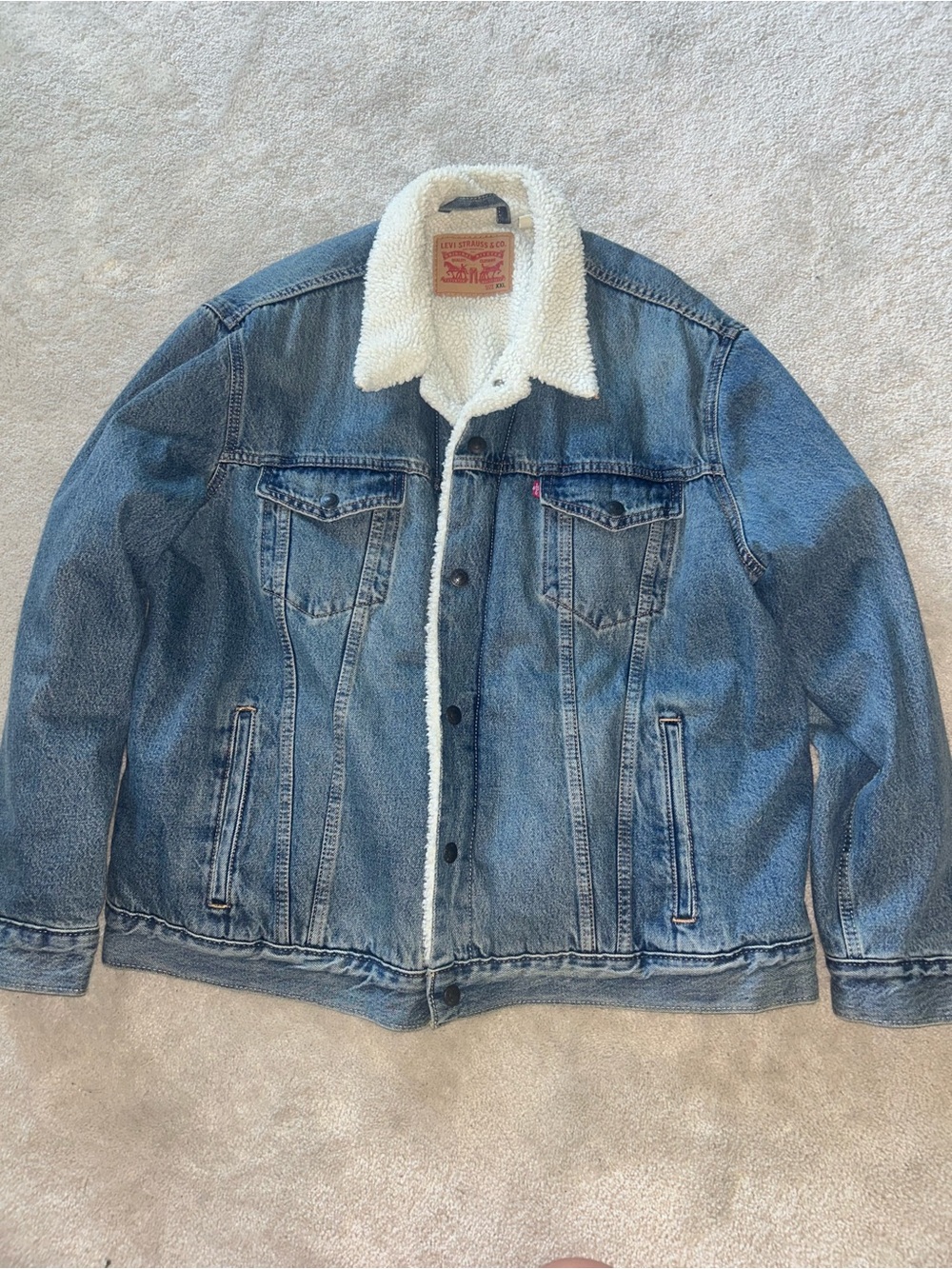 Levi's Blue Denim Jacket with White Sherpa Collar